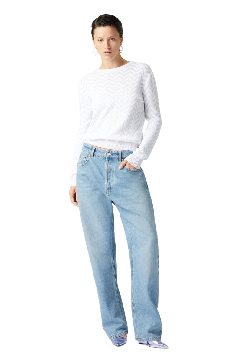 Missoni Tone-on-tone Chevron Crewneck Sweater, Main, color, White