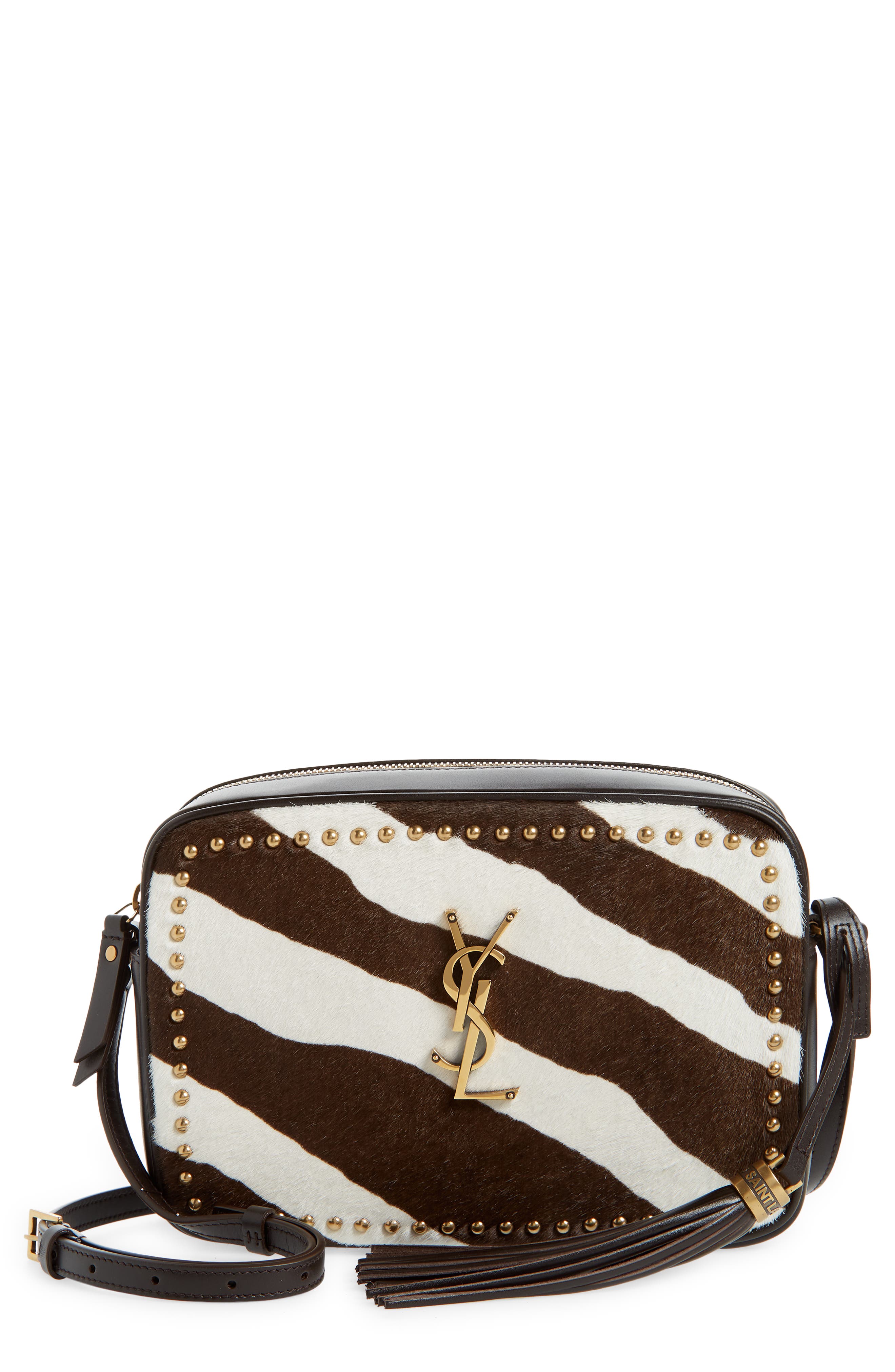 Saint Laurent Lou Zebra Print Genuine Calf Hair & Leather Camera Bag, Main, color, 