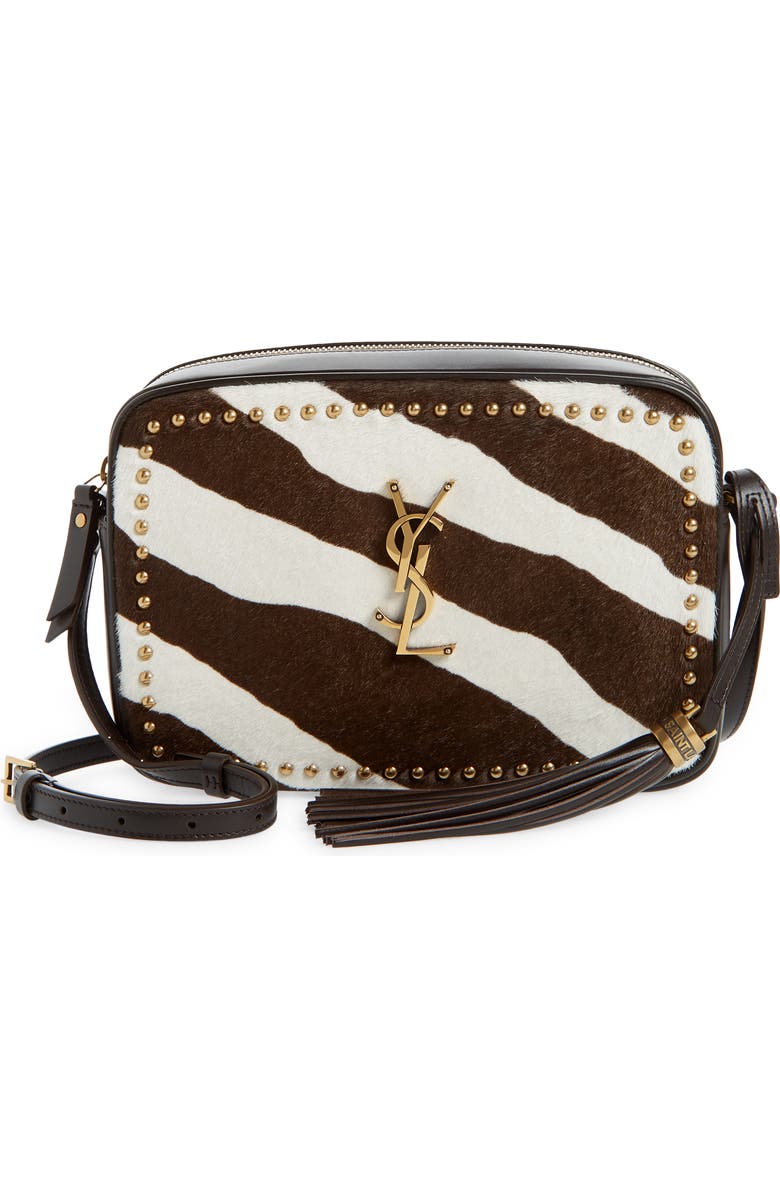Saint Laurent Lou Zebra Print Genuine Calf Hair & Leather Camera Bag, Main, color,