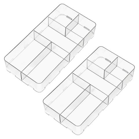 Clarity Interlocking 5-Section Drawer Organizer - Clear - Set of 2