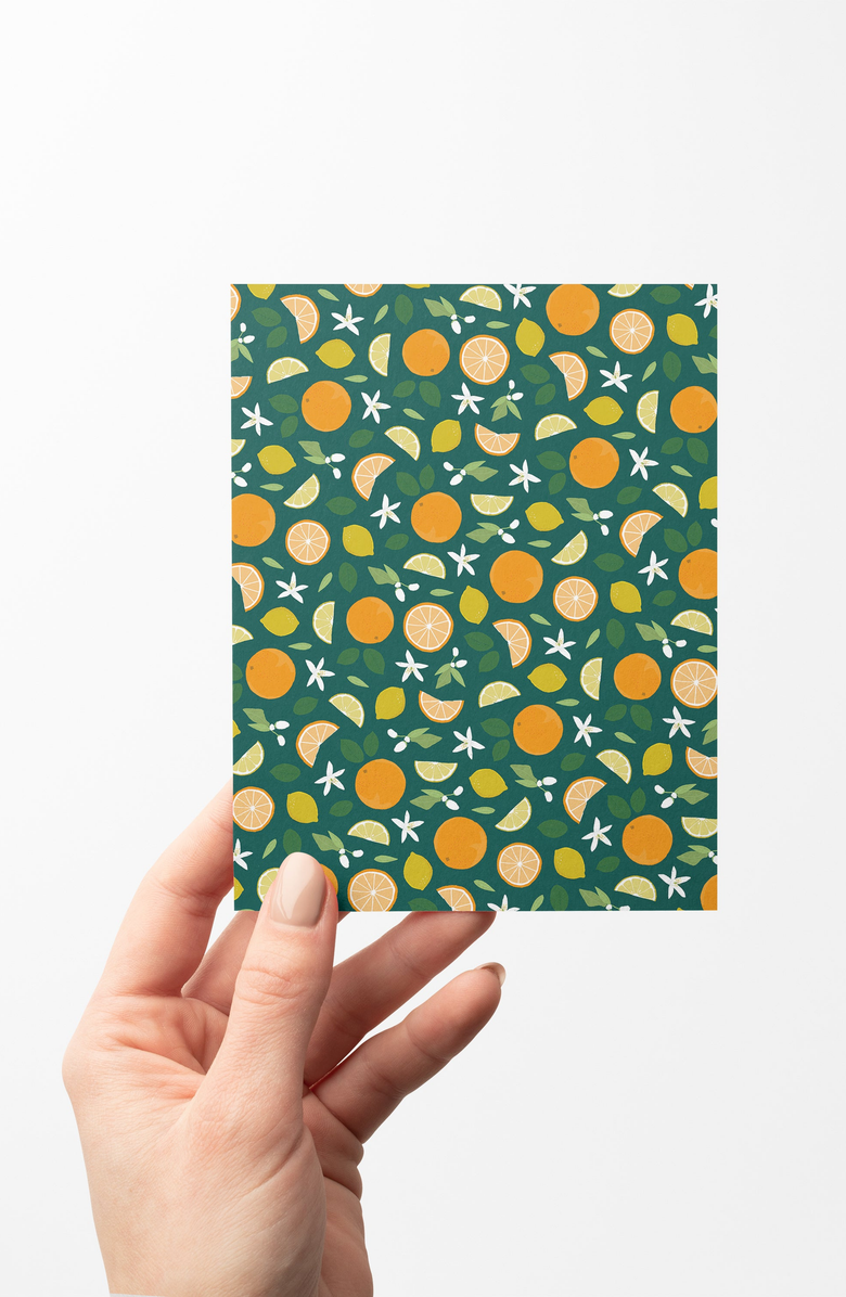 Joy Paper Co. 8 Boxed Citrus & Floral Notecards Stationery, Alternate, color, Green / Orange