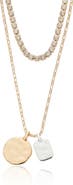 Ettika Hammered Pendant Tennis Chain Layered Necklace