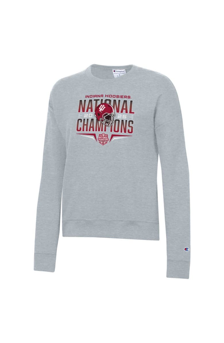 Champion Unisex Champion  Heather Gray Indiana Hoosiers College Football Playoff 2025 National Champions Schedule Sweatshirt, Alternate, color, Heather Gray
