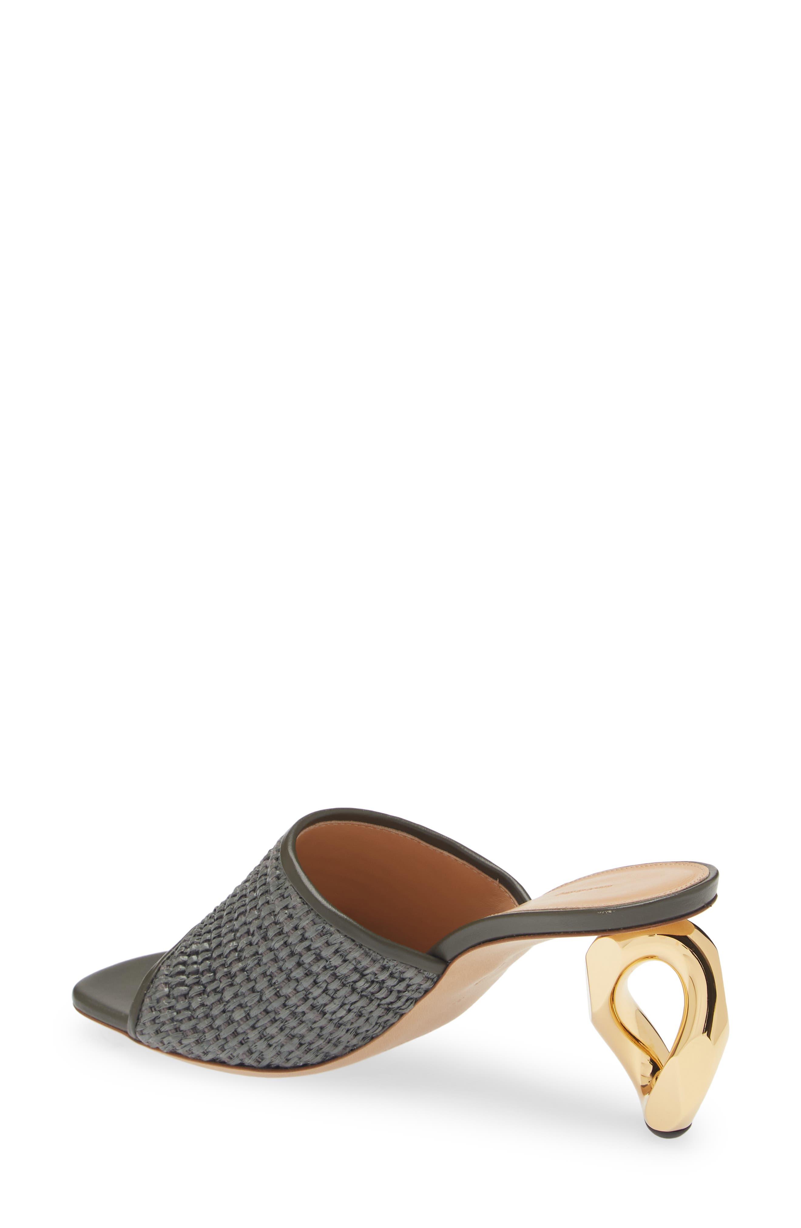 JW Anderson Chain Heel Raffia Slide Sandal, Alternate, color, 