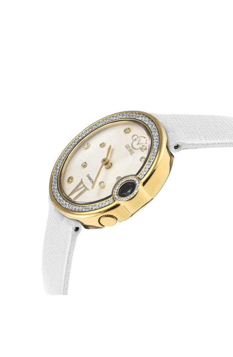GEVRIL Peruga Diamond Leather Strap Watch, Alternate, color,
