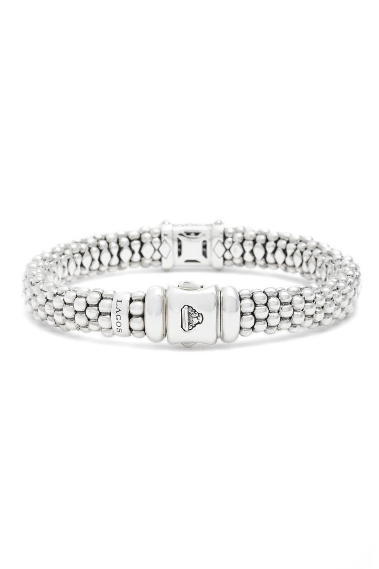 Diamond & Caviar Square Bracelet, Alternate, color, SILVER