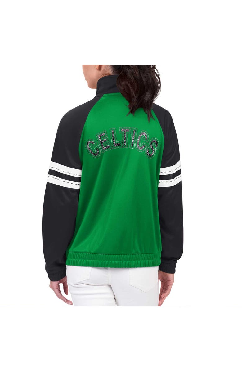 G-III 4HER BY CARL BANKS Women's G-III 4Her by Carl Banks Kelly Green Boston Celtics Main Player Raglan Rhinestone Full-Zip Track Jacket, Alternate, color, Kelly Green
