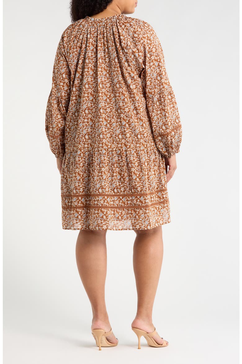 Ramsey Ditsy Floral Print Long Sleeve Minidress, Alternate, color, BROWN-MULT