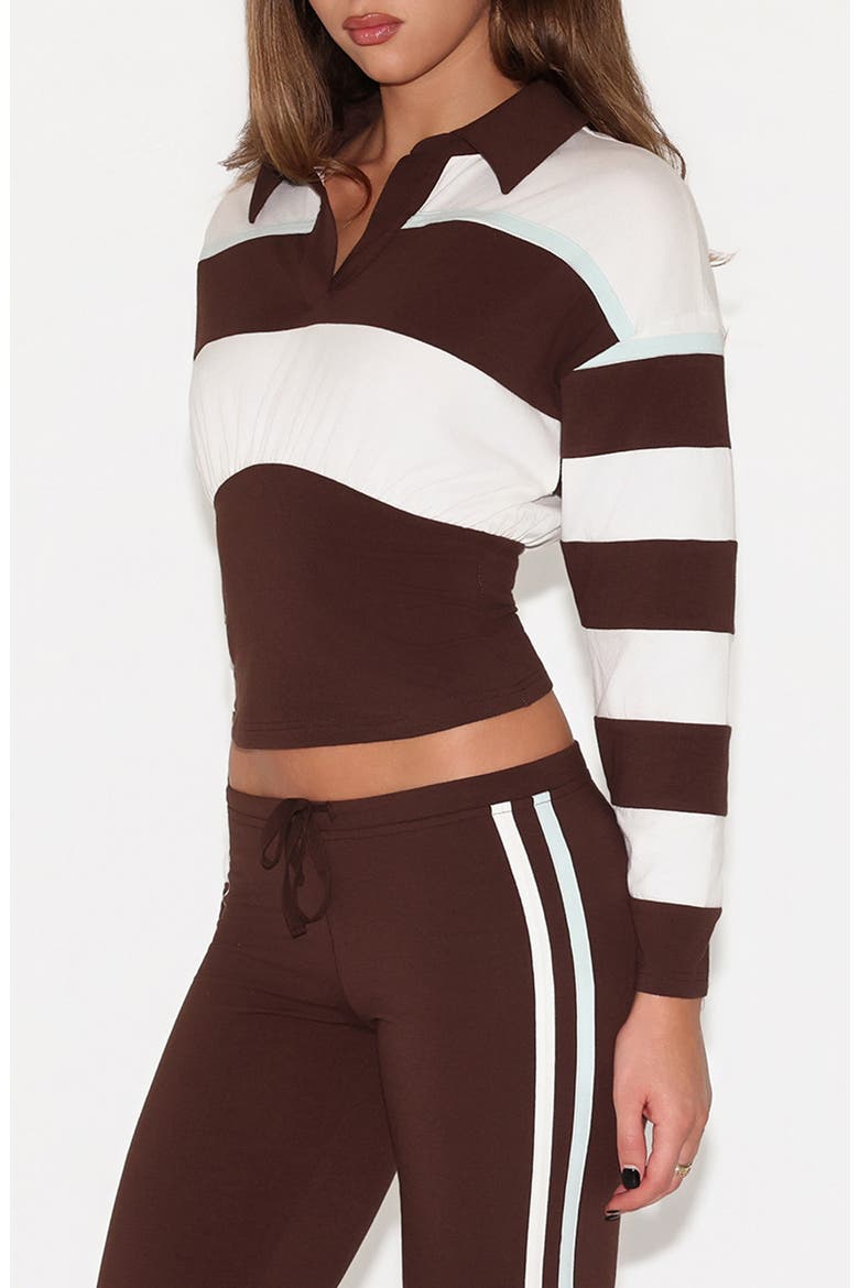 Collins Striped Rugby Top, Alternate, color, BROWN STRIPE
