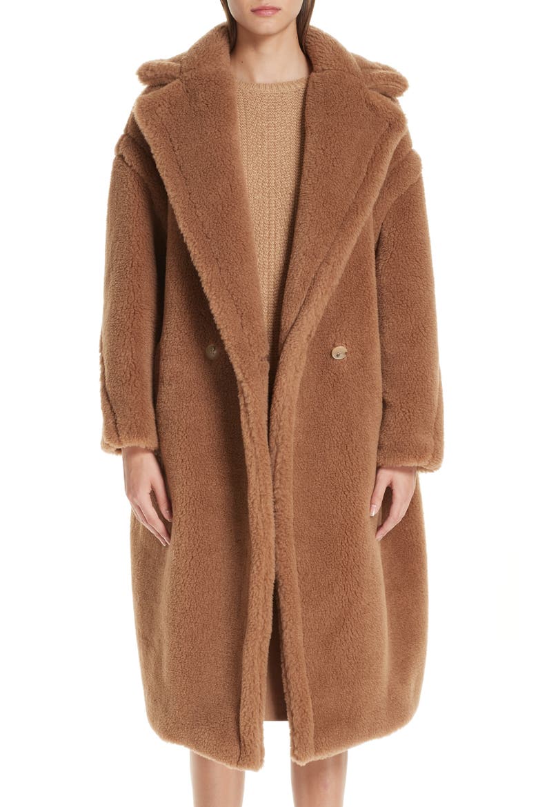 Teddy Bear Icon Faux Fur Coat, Main, color, CAMEL