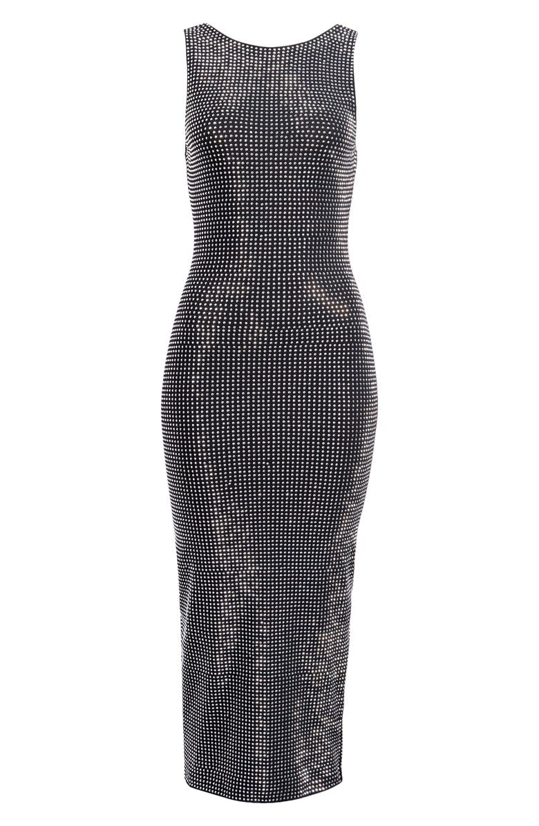 Good American Crystal High Neck Dress, Alternate, color, Black001