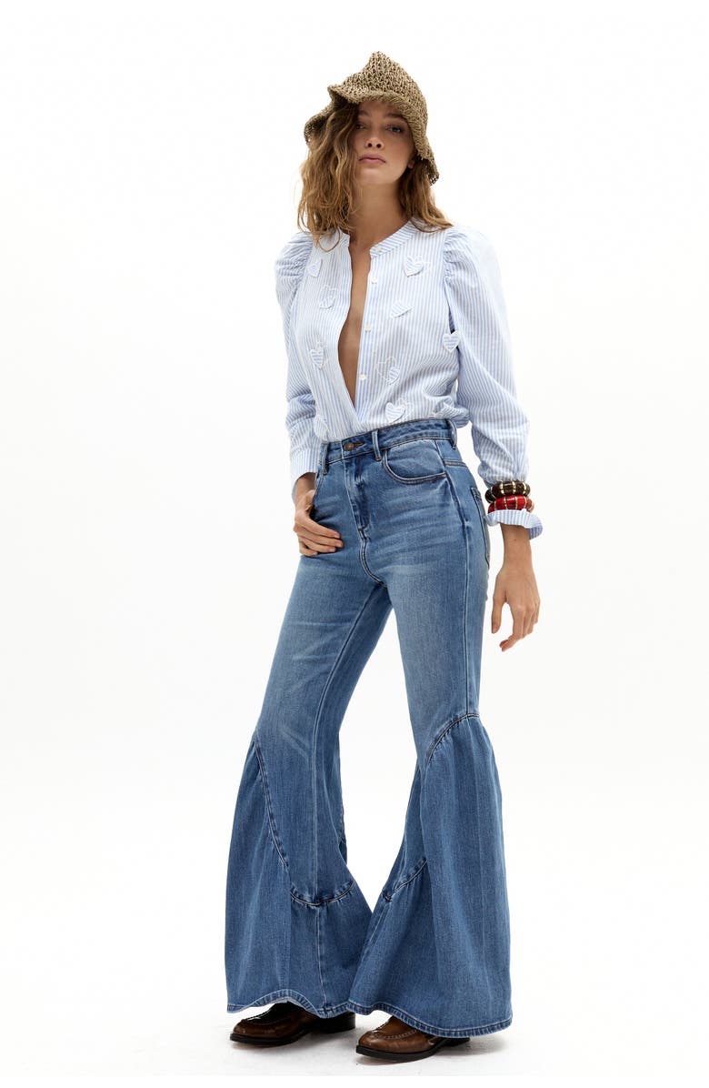 LANHTROPY Boho Denim Pants, Main, color, Washed Indigo