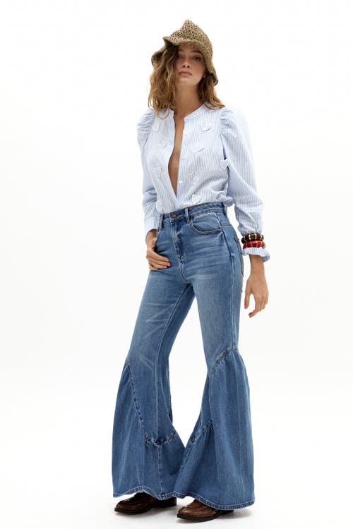 Lanhtropy Boho Denim Pants In Blue