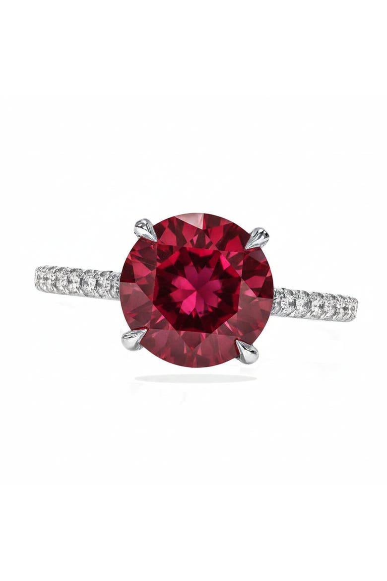 Round Lab Ruby & Diamond Solitaire Engagement Ring 14K, Main, color, 3.91ct/White Gold