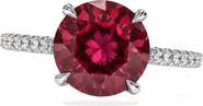 ALLUREZ Round Lab Ruby & Diamond Solitaire Engagement Ring 14K