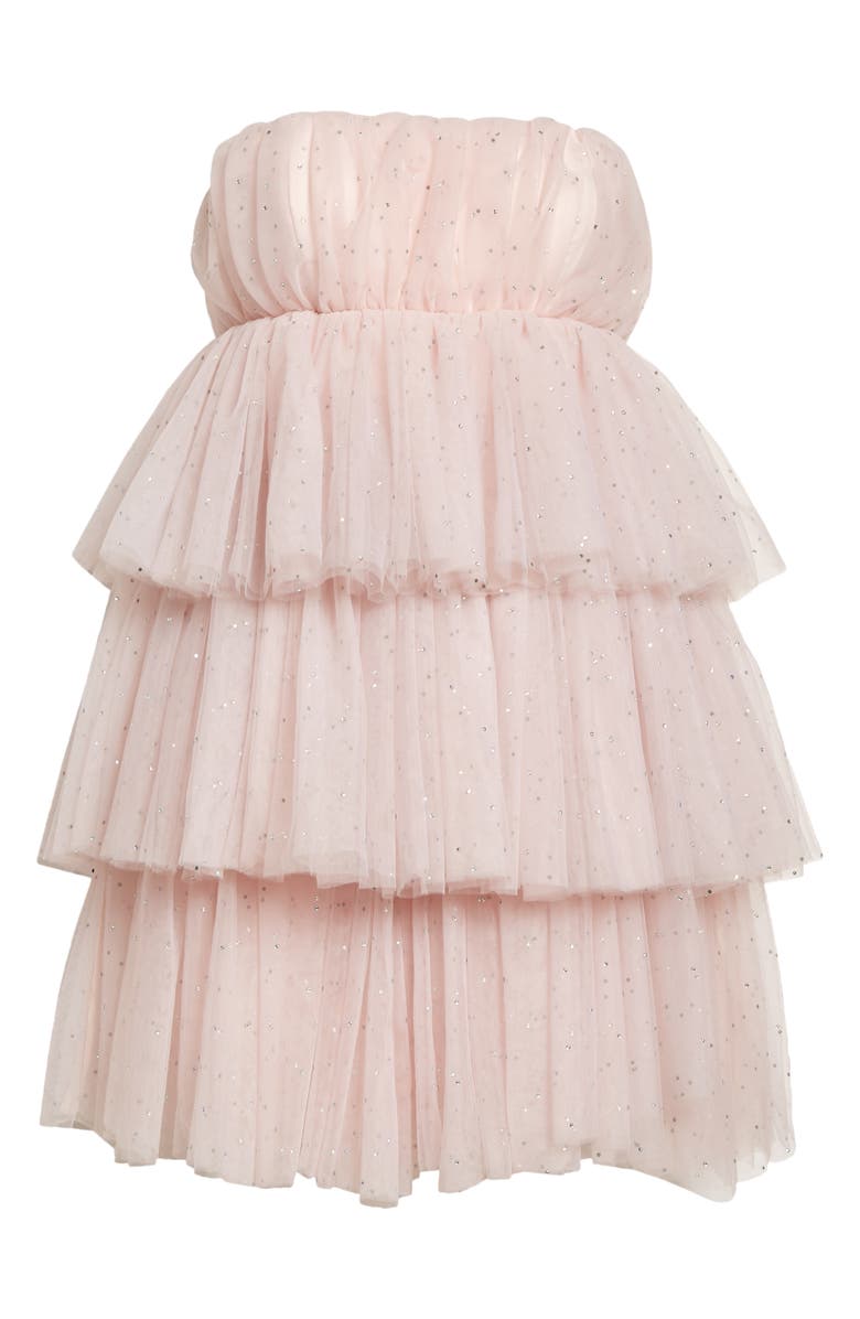 ROTATE Crystal Embellished Tiered Strapless Tulle Minidress, Alternate, color, 