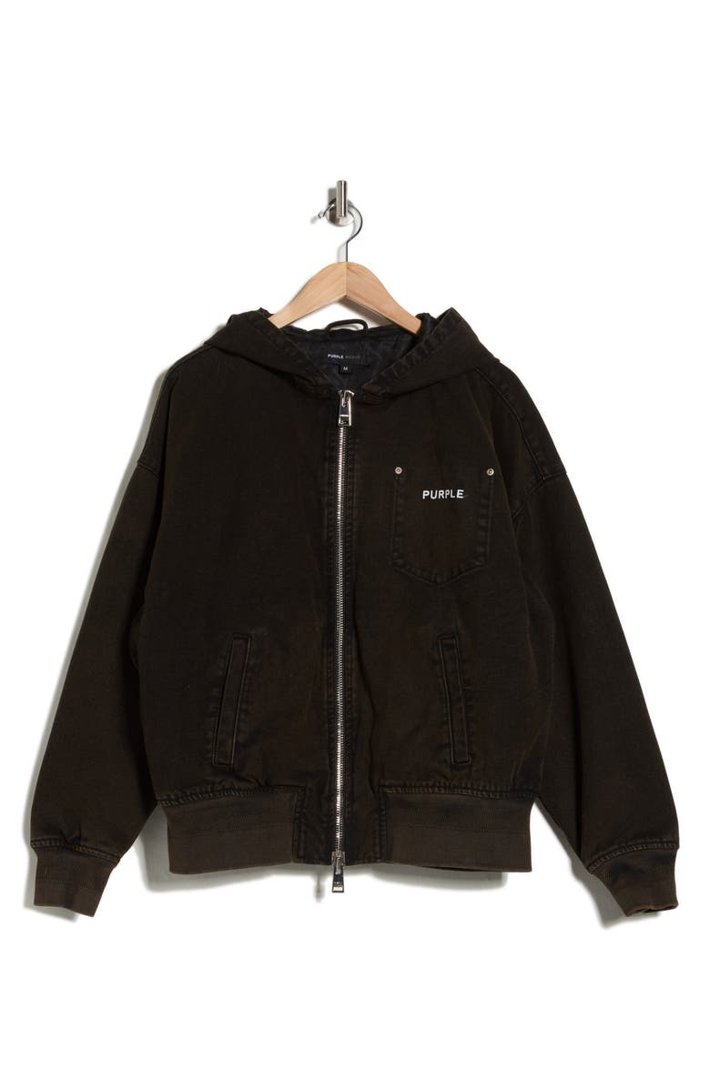 PURPLE BRAND Canvas Zip-Up Hoodie, Alternate, color, Black