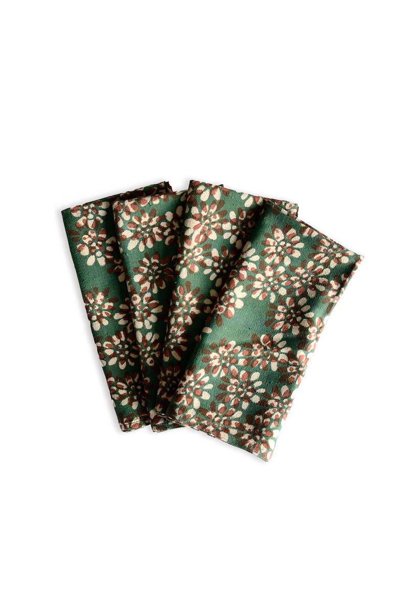 Ichcha Organic Cotton Dinner Napkins, Main, color, Green