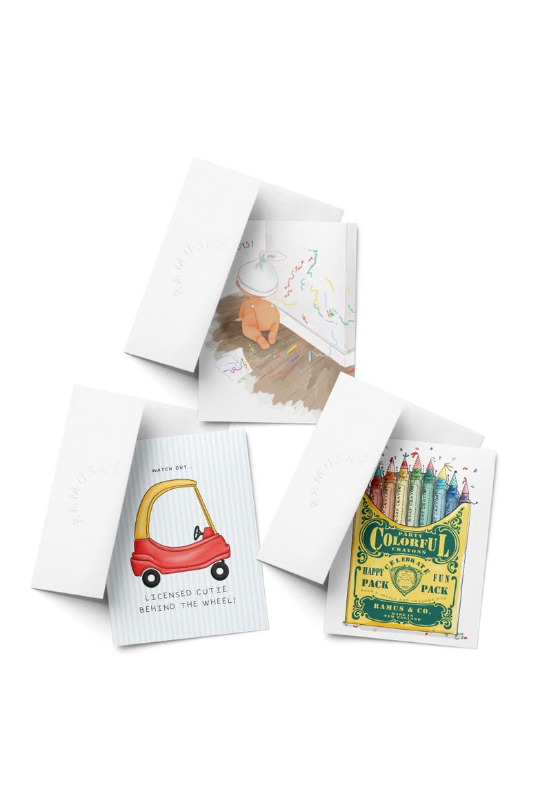 Baby Greeting Card Pack (3ct) "Party Crayons, Licensed Cutie, Oh the Joys", Main, color, Multi-Pack