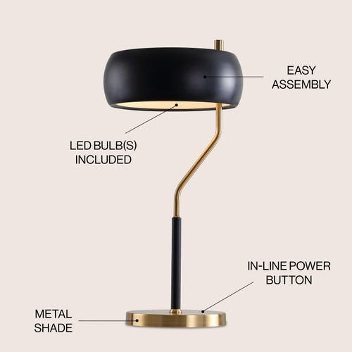 Jonathan Y Oskar 22.5" Moody Metal Led Desk Lamp, Black/brass Gold In Black/brass Gold