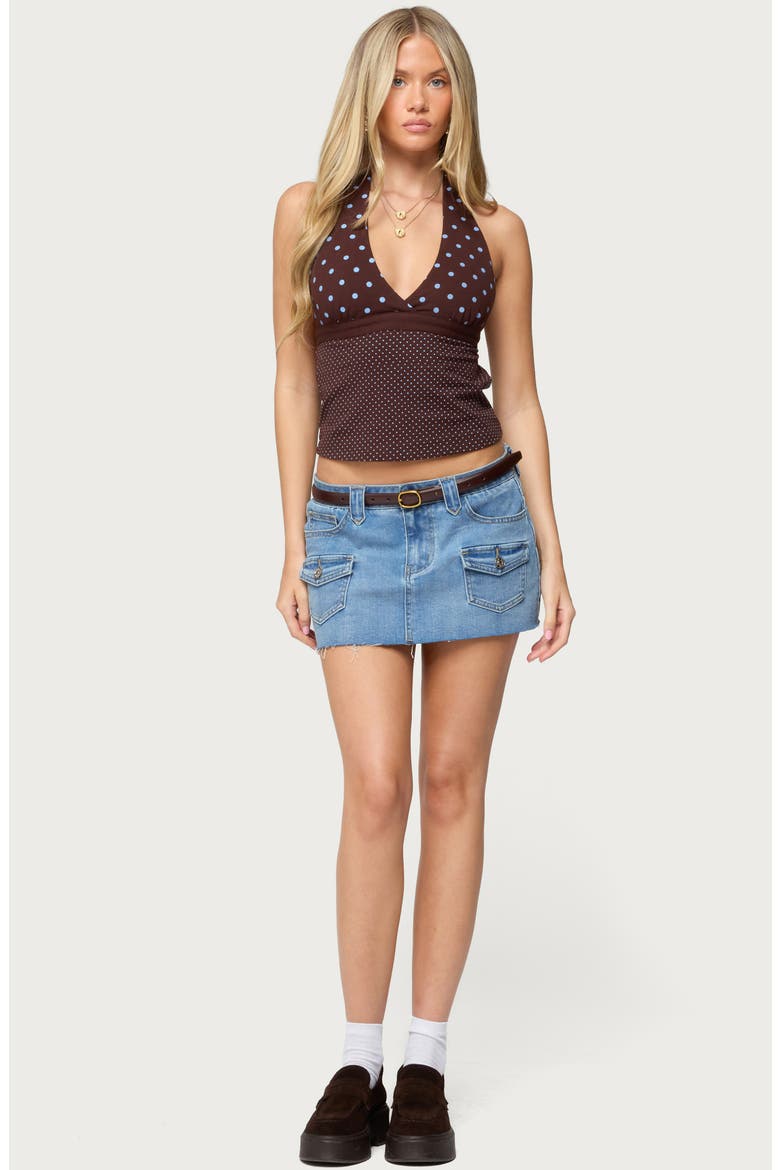 Ginny Mixed Polka Dot Halter Top, Alternate, color, BROWN