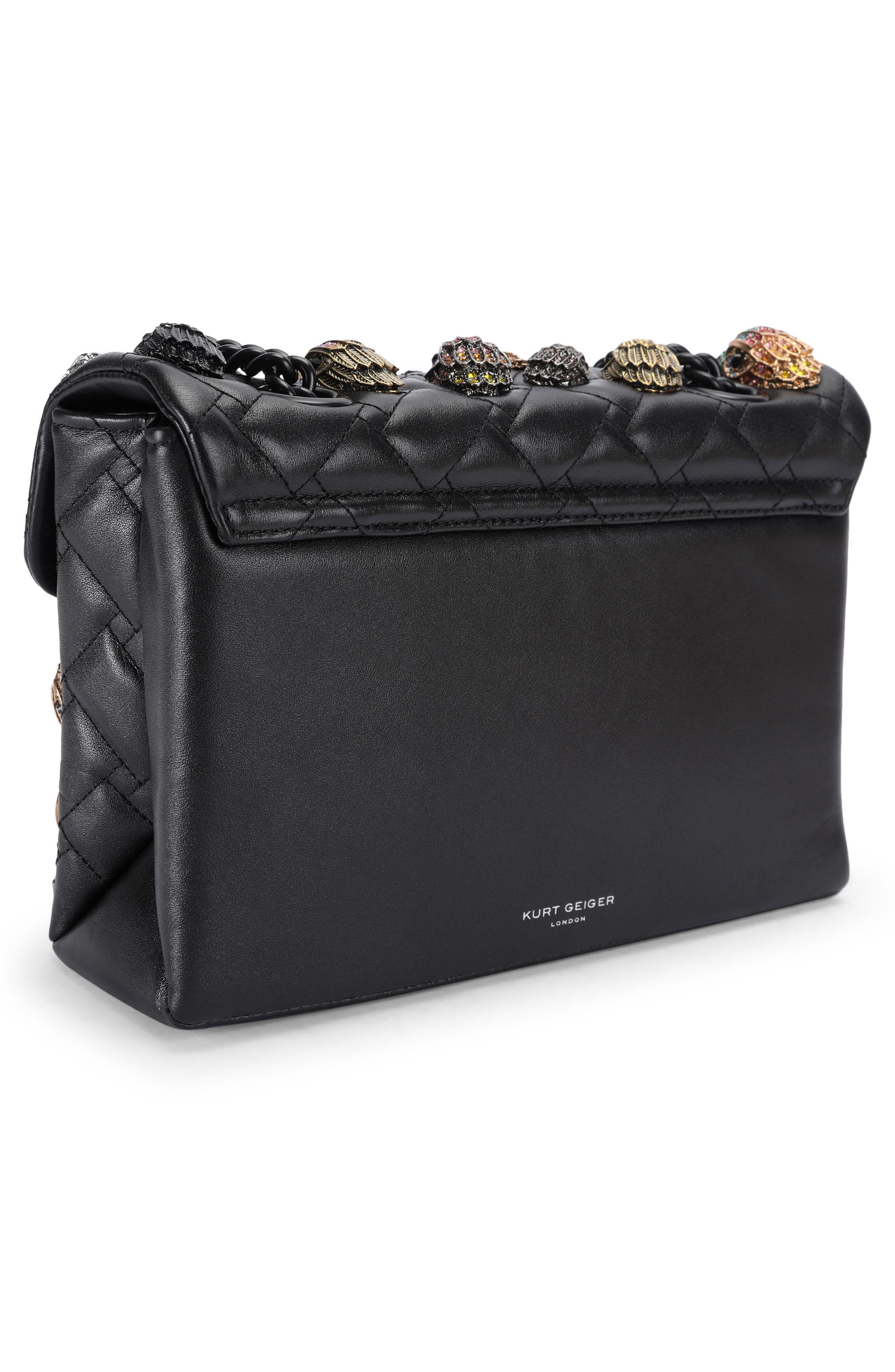 Kensington Eagles Convertible Quilted Leather Crossbody Bag, Alternate, color, BLACK