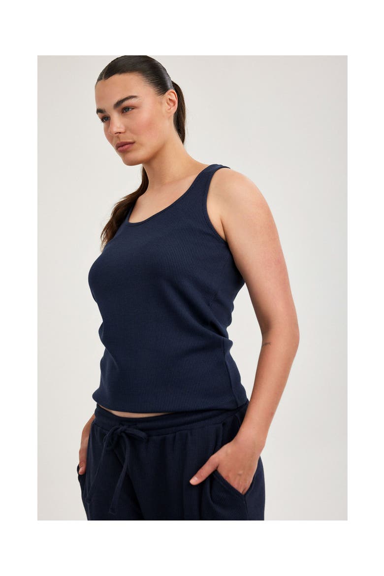 Summer Lounge Waffle Racerback Tank Top, Alternate, color, Navy