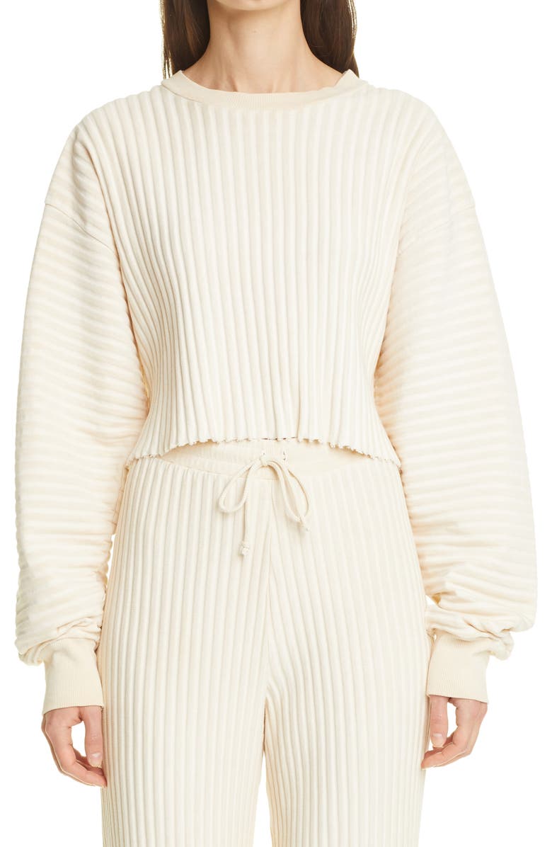 John Elliott Oversize Crop Ribbed French Terry Sweatshirt, Main, color, 