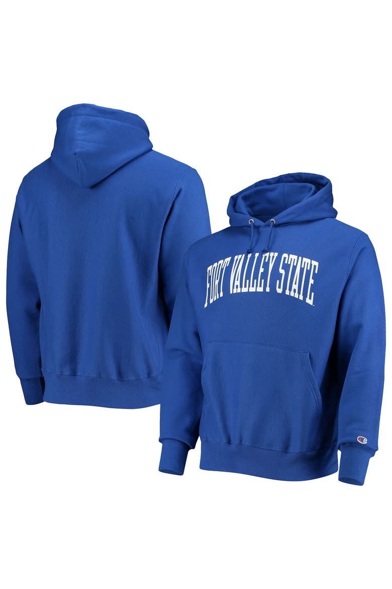 Men's Champion Royal Fort Valley State Wildcats Tall Arch Pullover Hoodie, Main, color, Royal