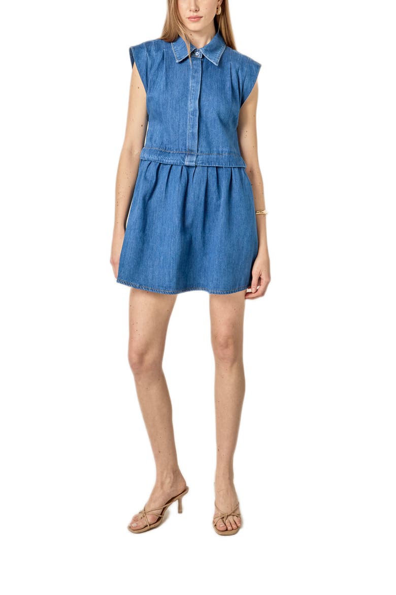 Denim Babydoll Mini Shirtdress, Main, color, DENIM