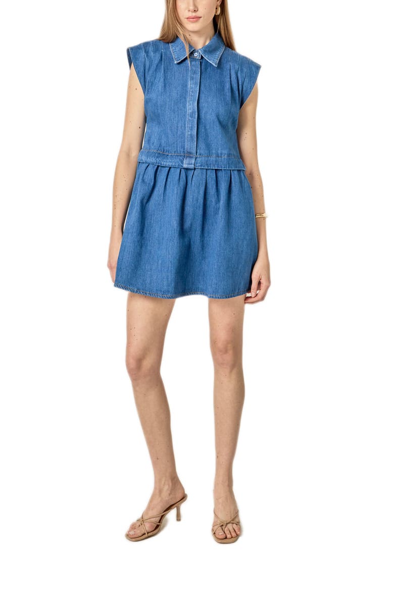 English Factory Denim Babydoll Mini Shirtdress, Main, color, Denim