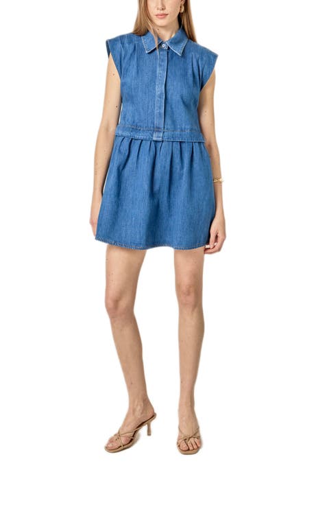Denim Babydoll Mini Shirtdress