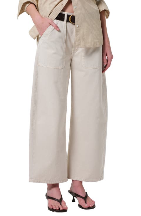 Ayla High Waist Crop Wide Leg Twill Utility Pants