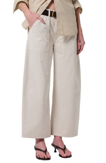 Citizen Of Humanity Citizens Of Humanity Ayla High Waist Crop Wide Leg Twill Utility Pants In Gray