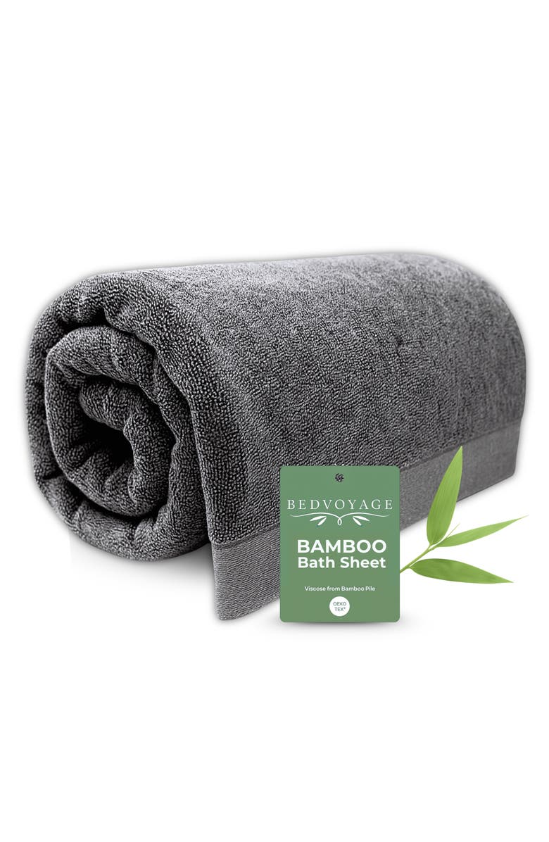 BedVoyage Melange Viscose Cotton Blend Odor & Mildew Resistant Bath Sheet Towel, 1pc, Main, color, Charcoal