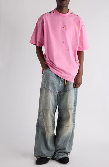 Balenciaga Medium Fit Fruity Distressed Graphic T-Shirt