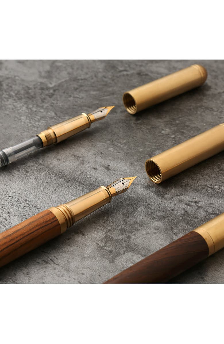 STEEL HORSE LEATHER The Hemmingway | Handmade Wood and Brass Fountain Pen, Alternate, color, Rose