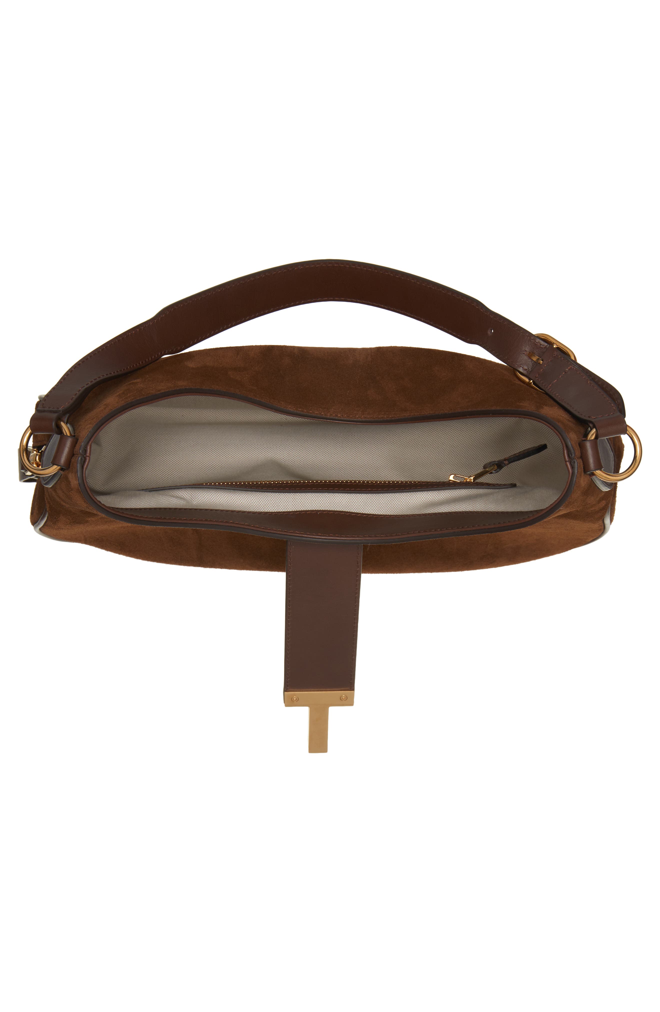 TOM FORD Monarch Medium Suede Hobo Bag, Alternate, color, 