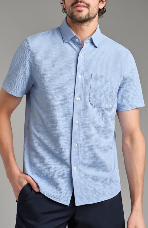 Commuter Seersucker Short Sleeve Button-Up Shirt