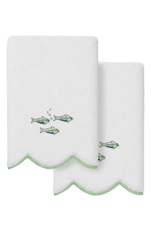 Fish School Scallop Pack of 2 Fingertip Towels