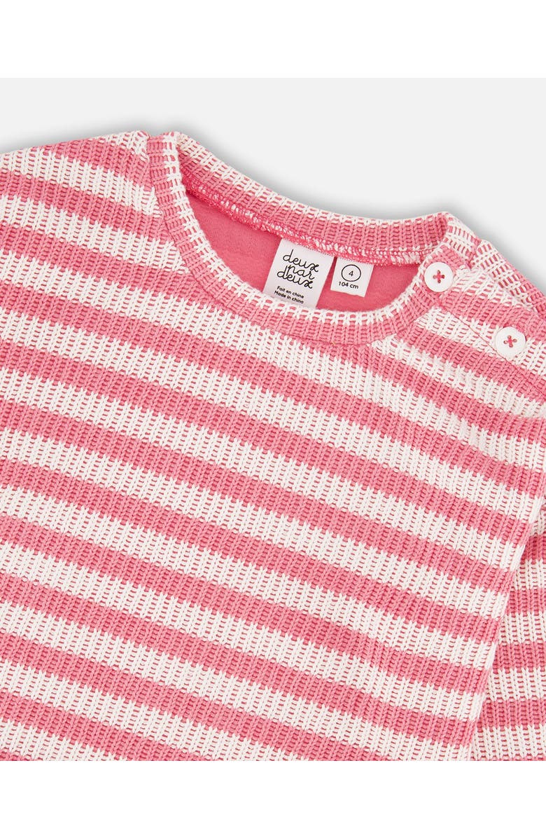 Deux par Deux Long Sleeve Cropped Striped Sweater, Alternate, color, Pink & White Stripes