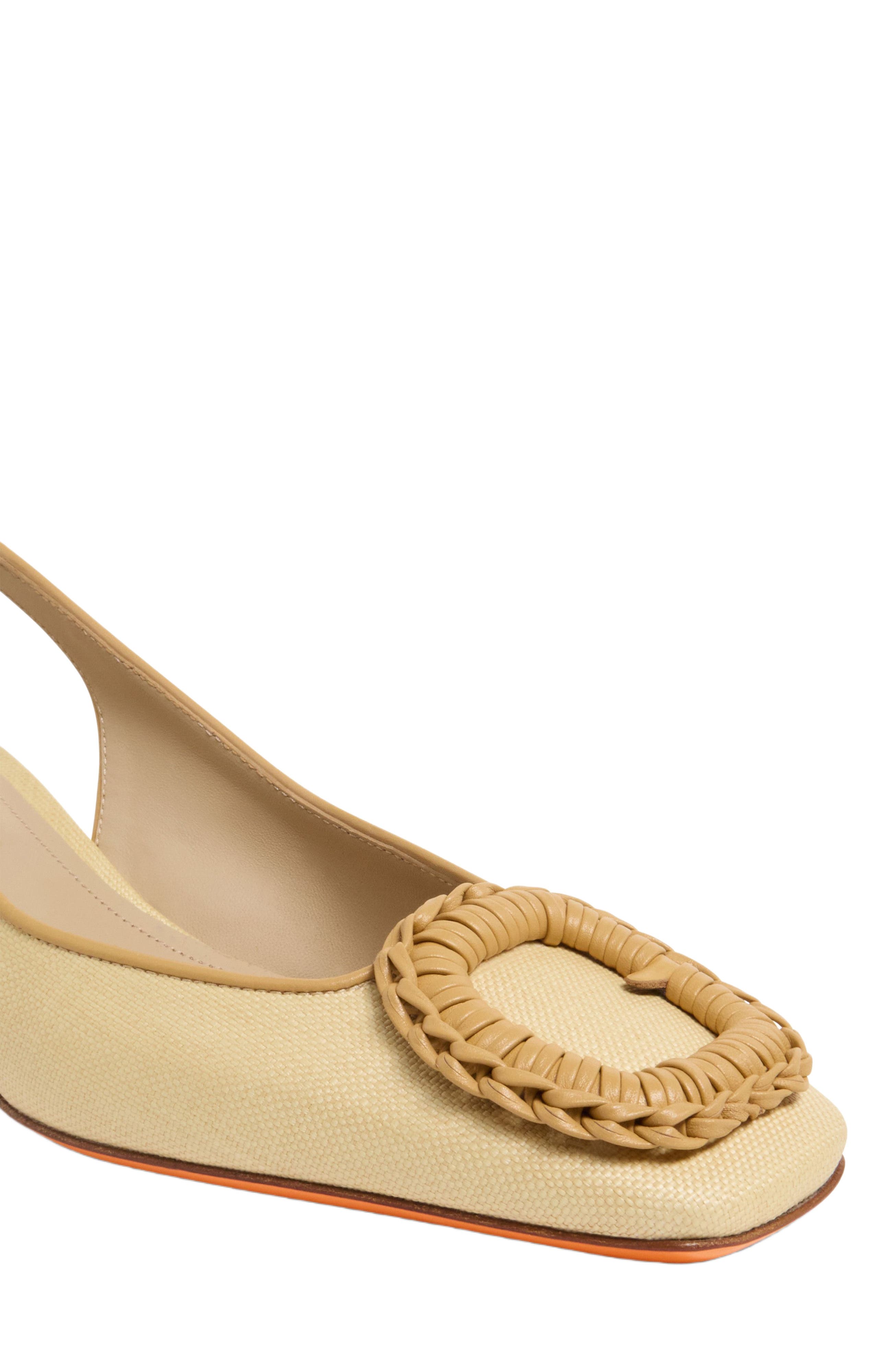Santoni Women
s mid-heel slingback, Alternate, color, Natural