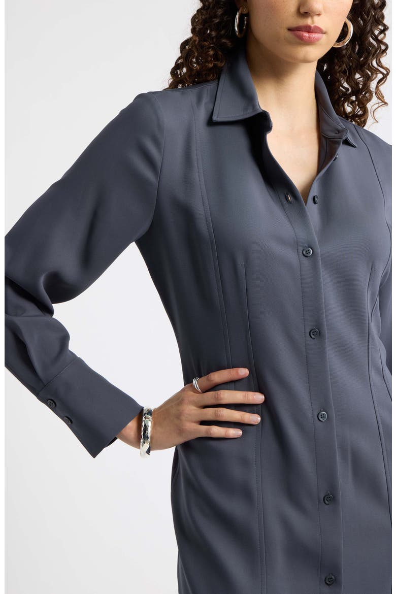 Long Sleeve Midi Shirtdress, Alternate, color, GREY EBONY