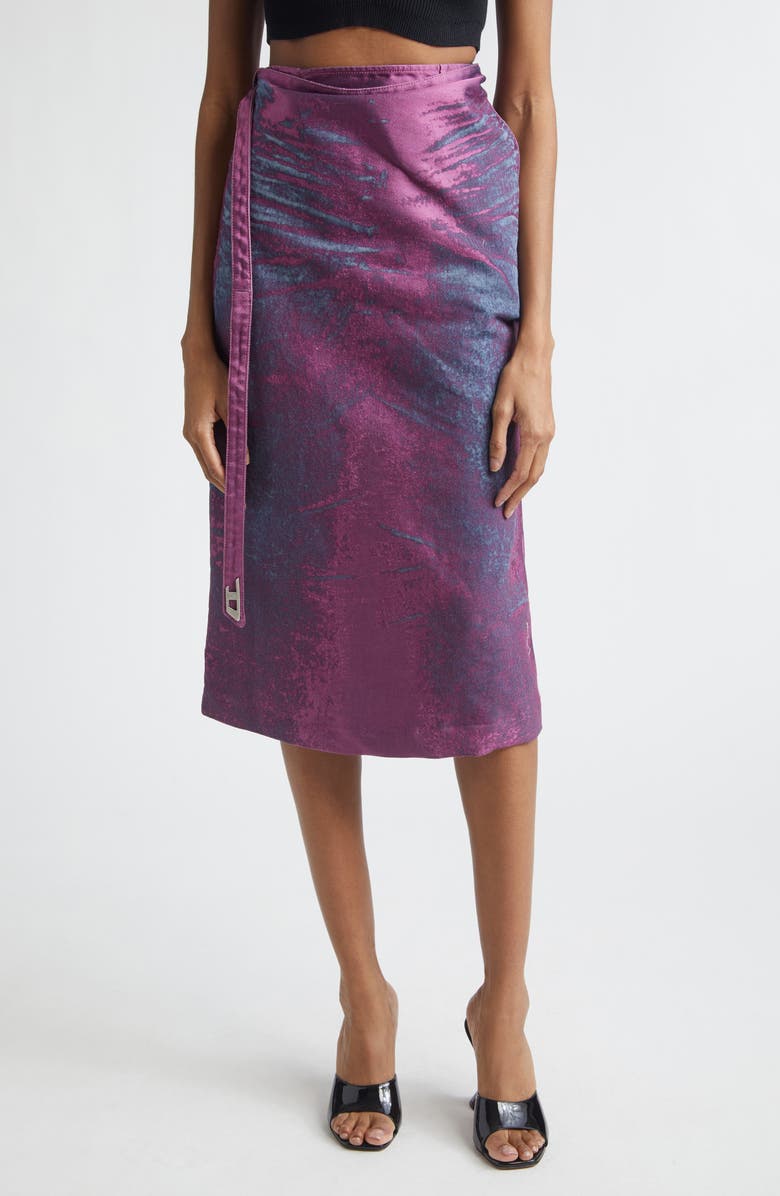 DIESEL<sup>®</sup> De-Sira Satin Denim Midi Pencil Skirt, Main, color, Purple