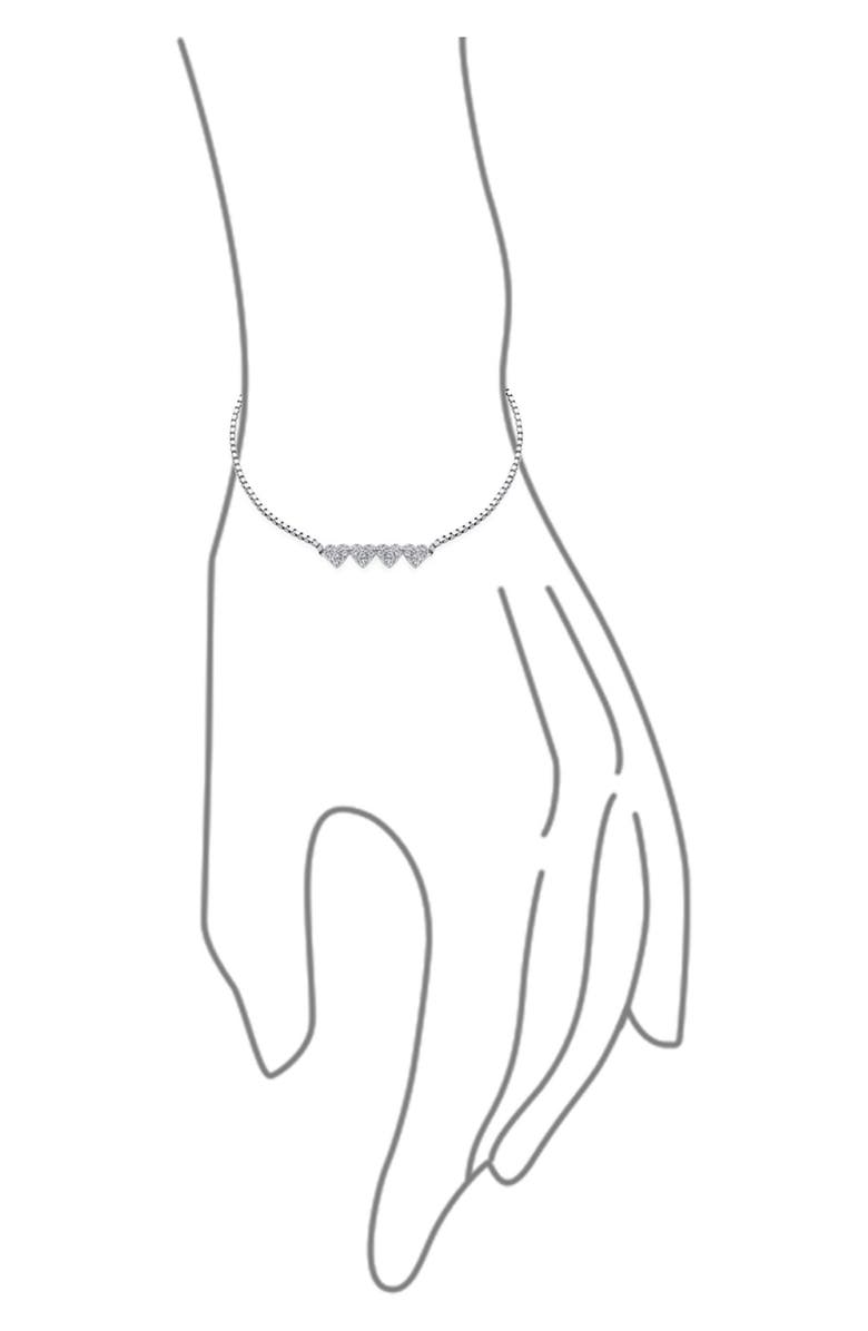 BLING JEWELRY CZ Heart Charm Bolo Bracelet, Alternate, color, Clear