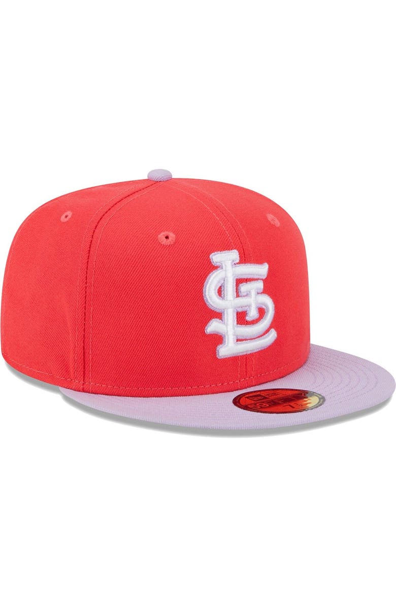 New Era Men's New Era Red/Lavender St. Louis Cardinals Spring Color Two-Tone 59FIFTY Fitted Hat, Alternate, color, 