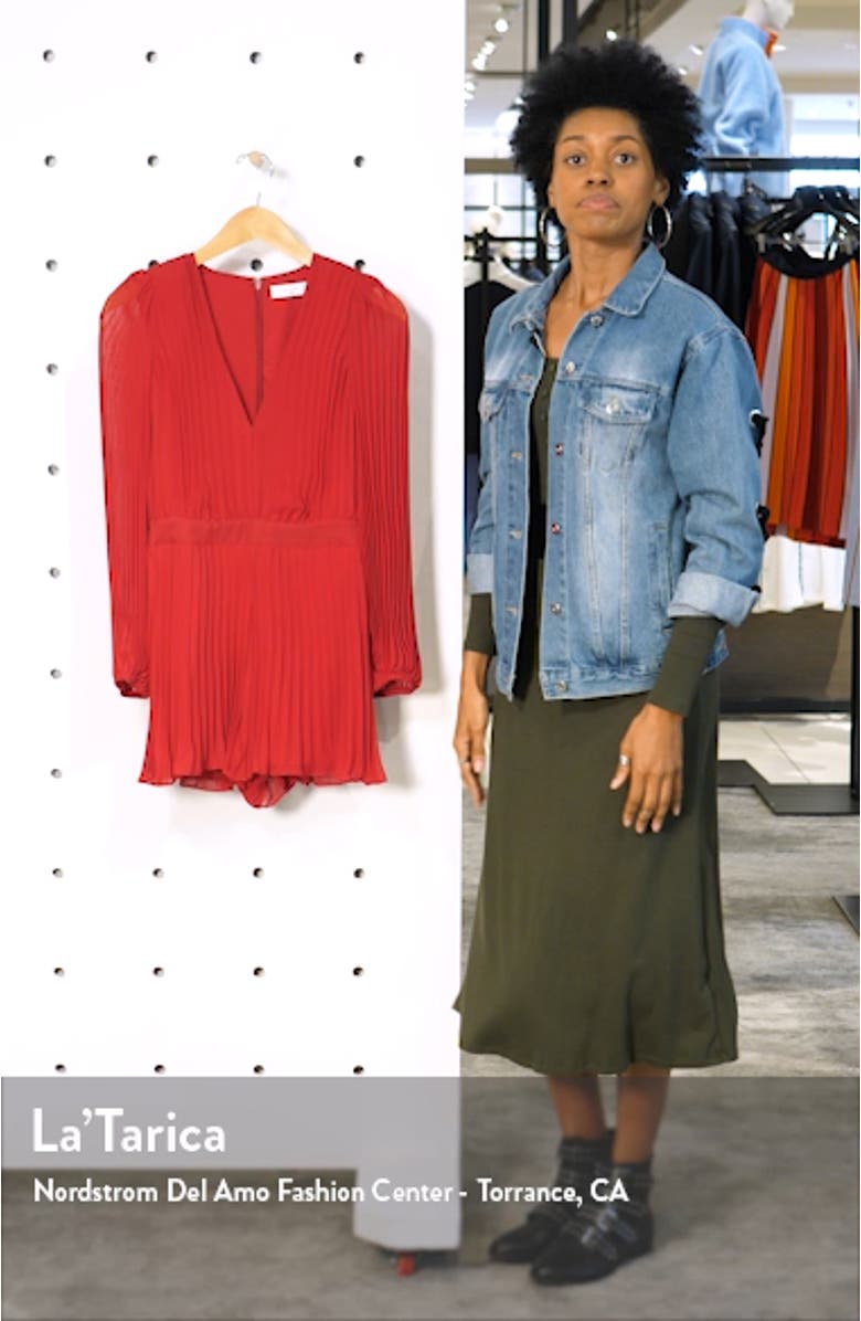 Tower Bar Sunsets Long Sleeve Pleated Romper, sales video thumbnail