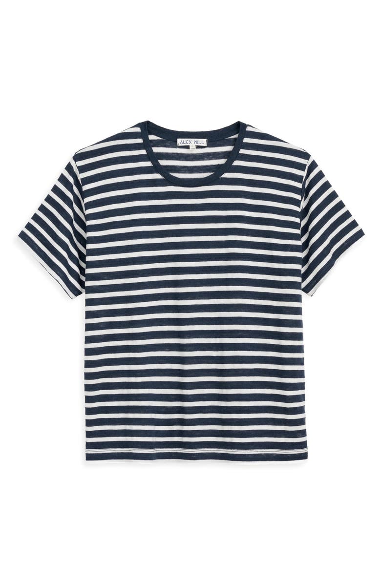 Alex Mill Garcon Stripe Linen Blend T-Shirt, Alternate, color, Navy / Off White