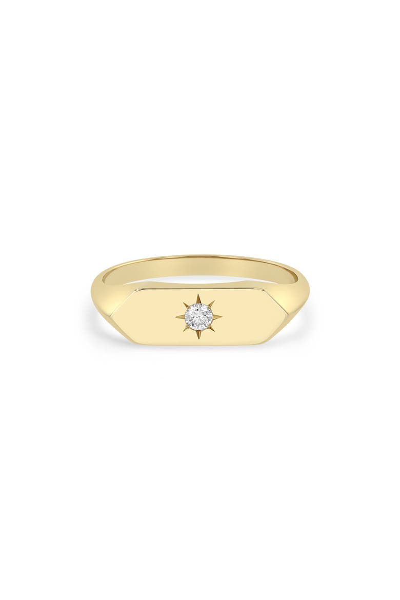 14K Gold Diamond Flag Signet Ring, Main, color, 14K YELLOW GOLD