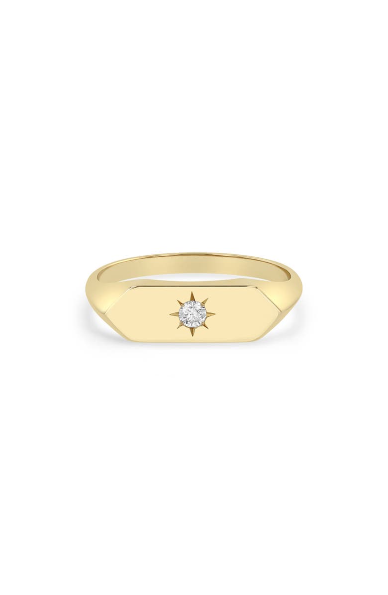 Zoë Chicco 14K Gold Diamond Flag Signet Ring, Main, color, 14K Yellow Gold